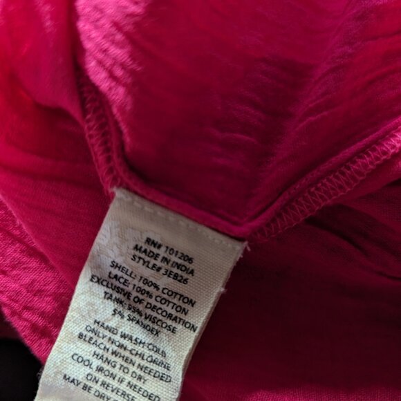 Soft Surroundings Pink Eyelet Long-Sleeve Tunic V-Neck Gauze 100% Cotton M P - Picture 6 of 6